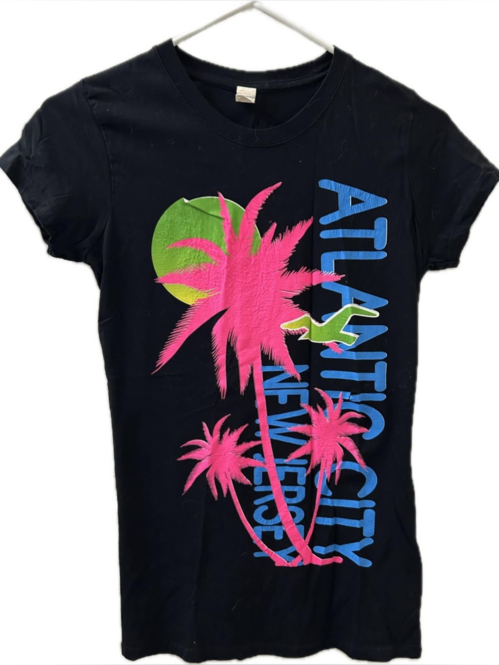 Short-Sleeve Graphic Tee - Black with Neon Pink & Blue